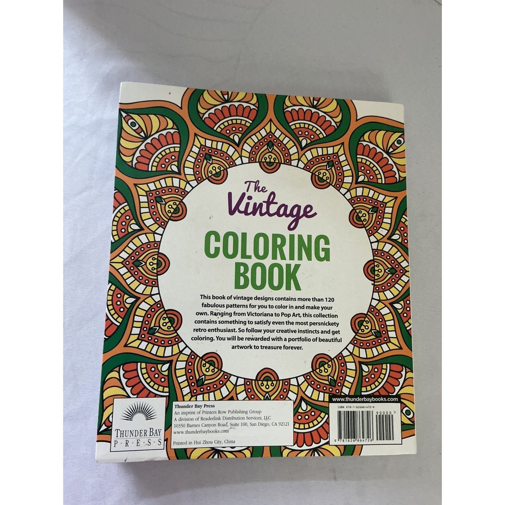 The Vintage Coloring Book Thunder Bay Press Retro Designs Patterns 120+ Pages